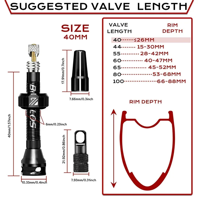 BUCKLOS Tubeless Presta Valve CNC Alloy 40–100mm Road MTB