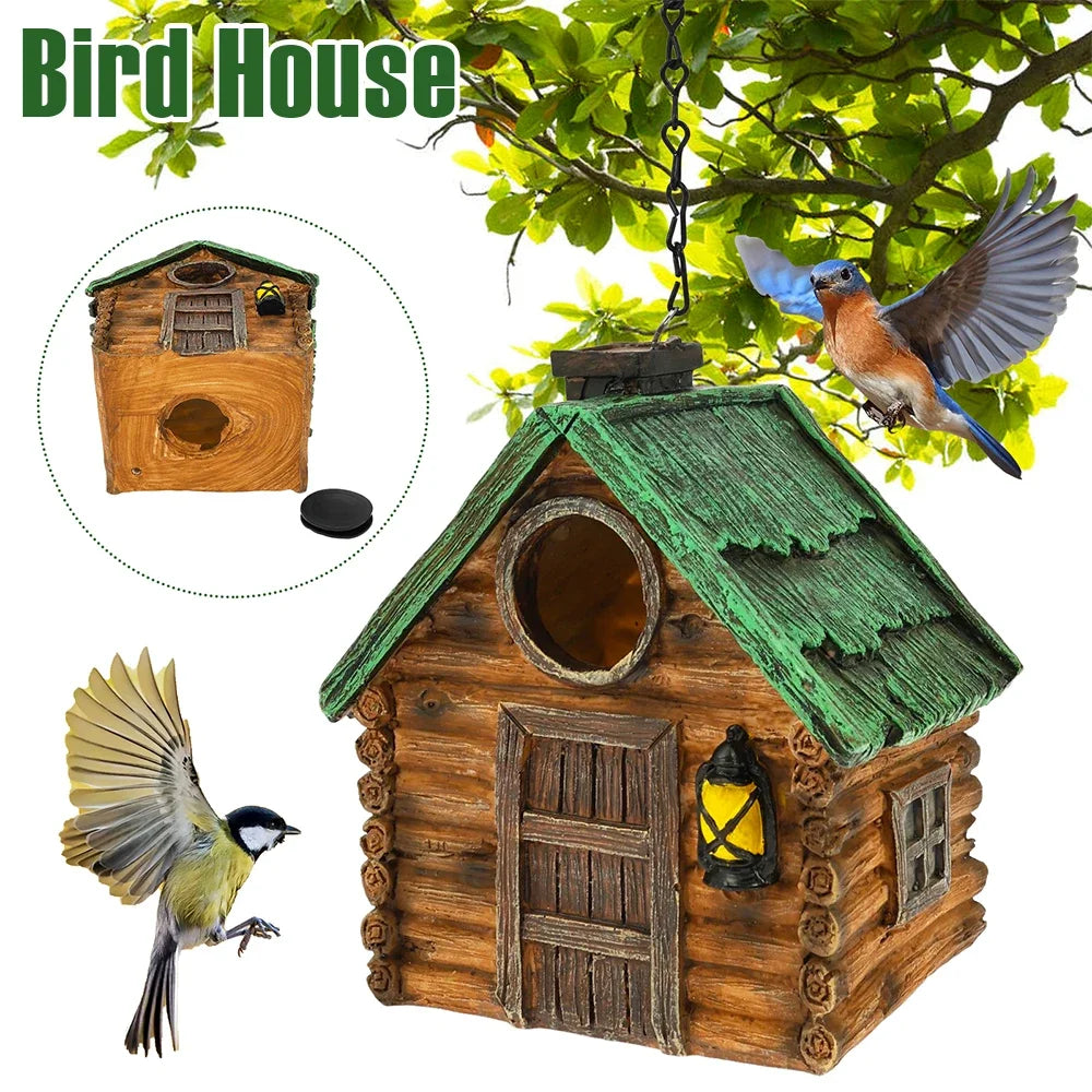 Outdoor Hanging Resin Birdhouse – Waterproof Garden Bird Nest