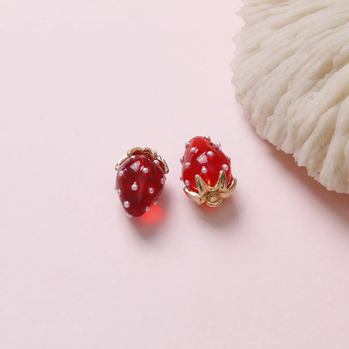 Resin Strawberry Pendant Charm for DIY Jewelry Making