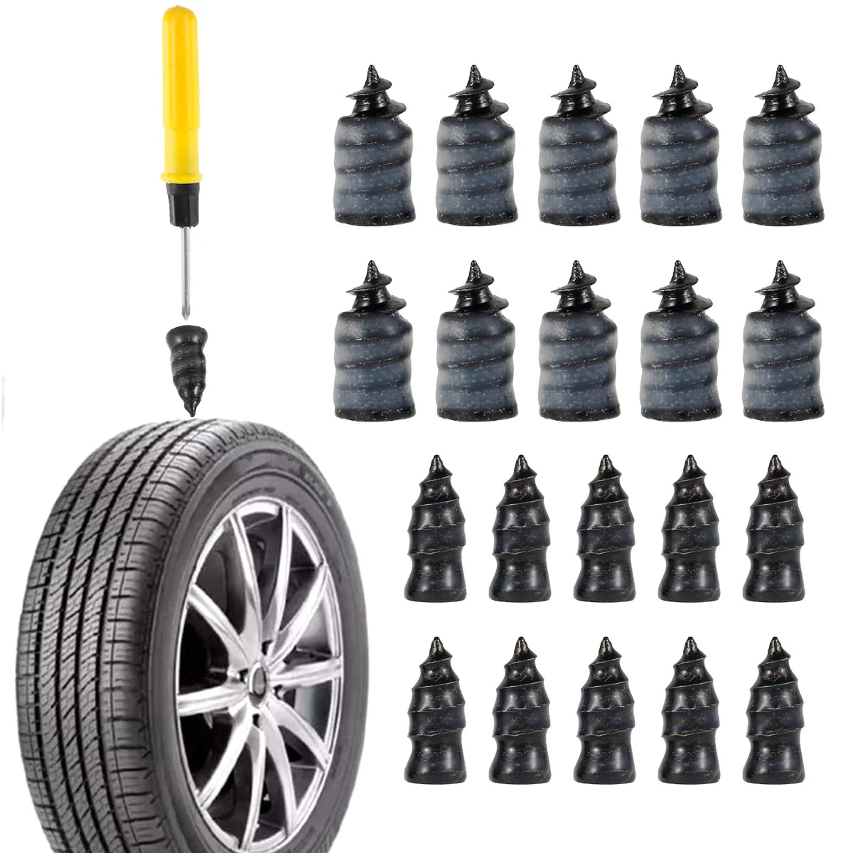 20PCS Rubber Tire Repair Nails Kit – Cars, Trucks & Motorcycles