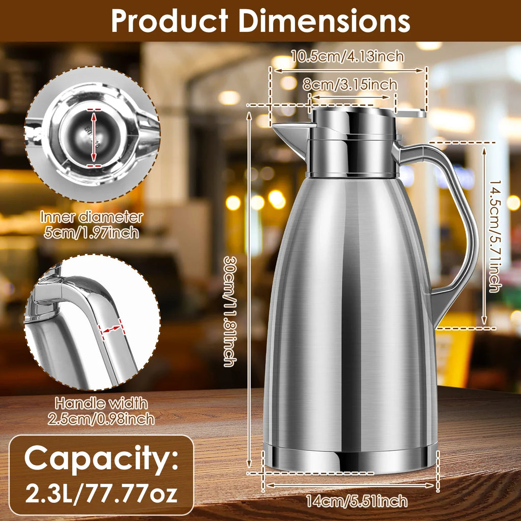 2.3L Vacuum Insulated Thermal Carafe – Stainless Steel Coffee Jug