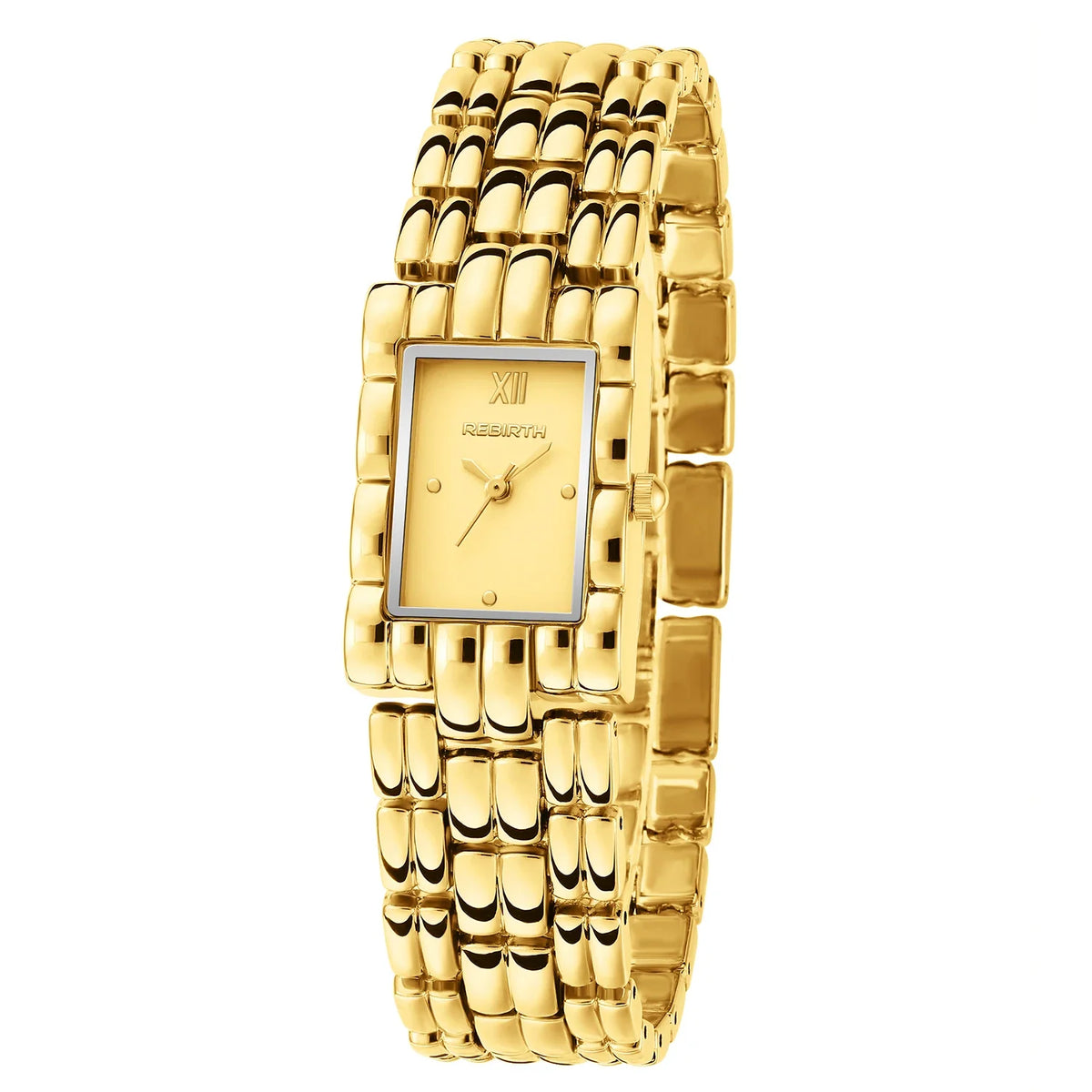 REBIRTH Vintage Square Women's Quartz Watch | Gold Chain Strap