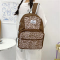 Korean Leopard Print Backpack – Cute Color-Block Women's Bag