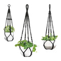 3-Pack Macrame Hanging Plant Baskets – Bohemian Cotton Rope