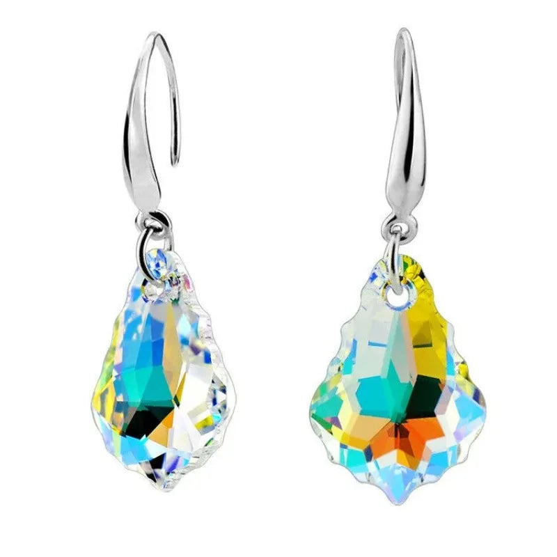 Water Drop Crystal Necklace & Earrings Set | AB White Glass