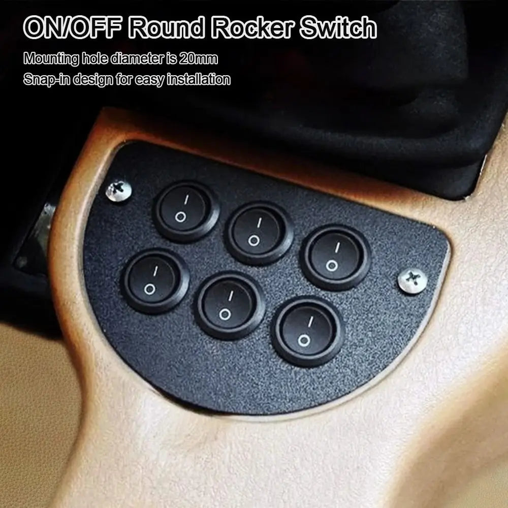 5-Pack Mini Round Rocker Switch SPST ON/OFF 12V 24V 20mm + Wires