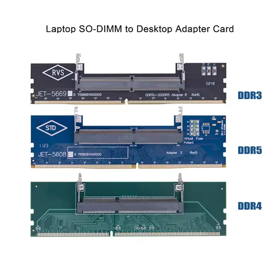SO-DIMM to DIMM Adapter Card | DDR3 DDR4 DDR5 Laptop to Desktop