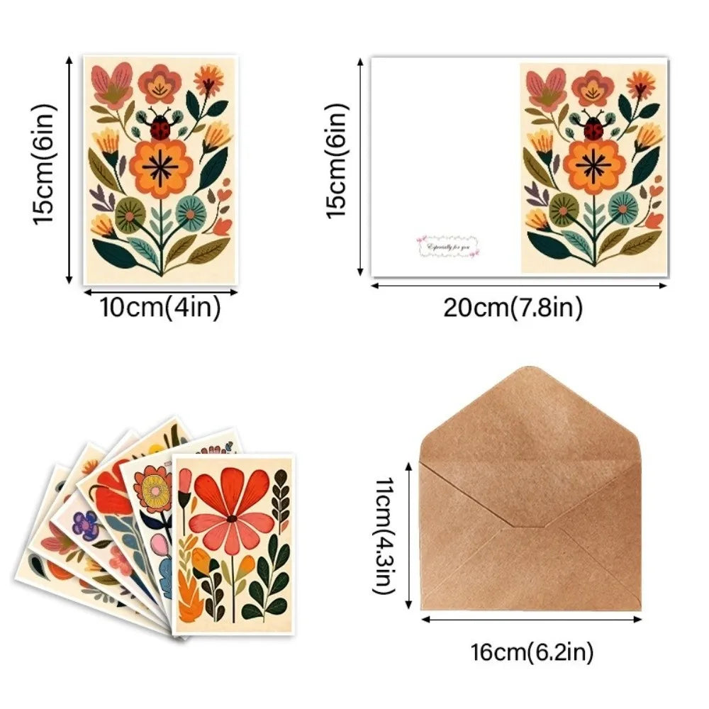 Boho Floral Thank You Cards with Envelopes – 12 or 24 Pack