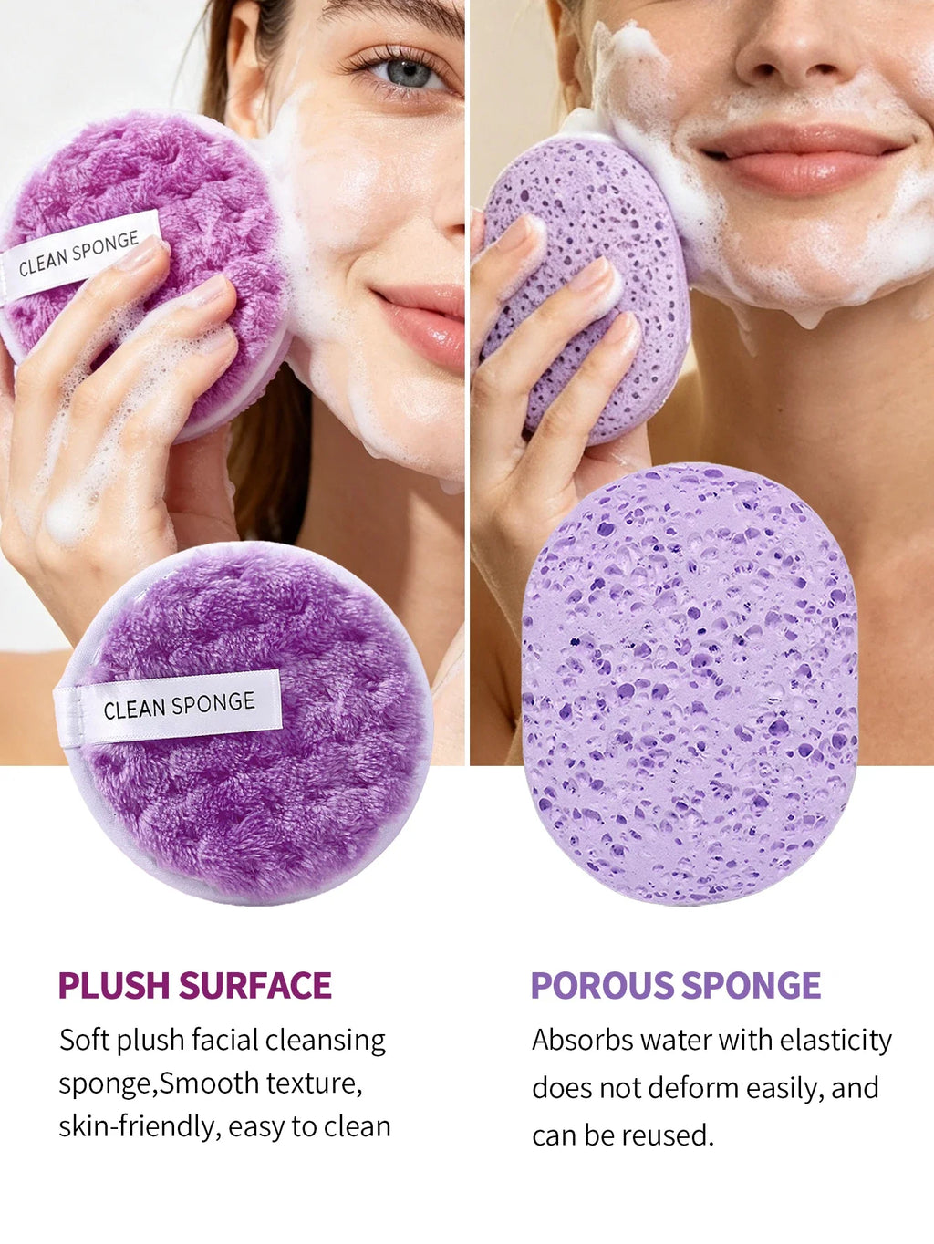 4-Piece Makeup Sponge Set – Beauty Eggs, Cleansing & Remover Pad
