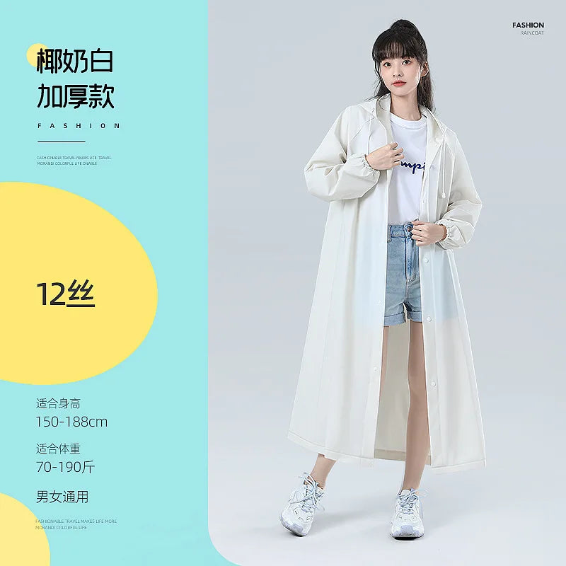 Reusable EVA Waterproof Rain Poncho – Transparent Adult Raincoat