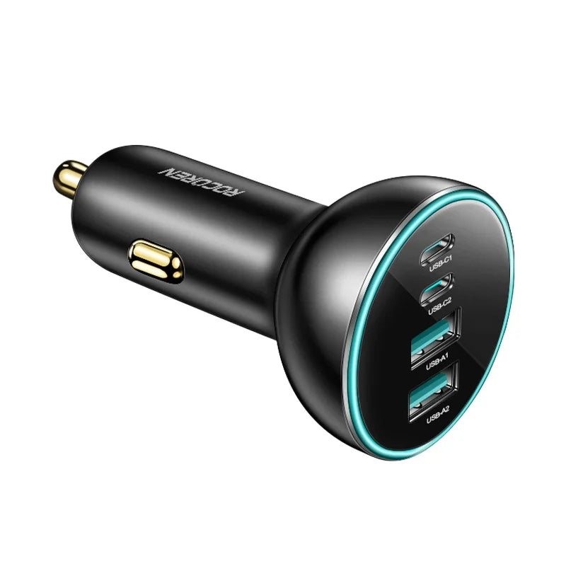 Rocoren 70W 4-in-1 Car Charger USB-C QC4.0 PD3.0 Fast Charge