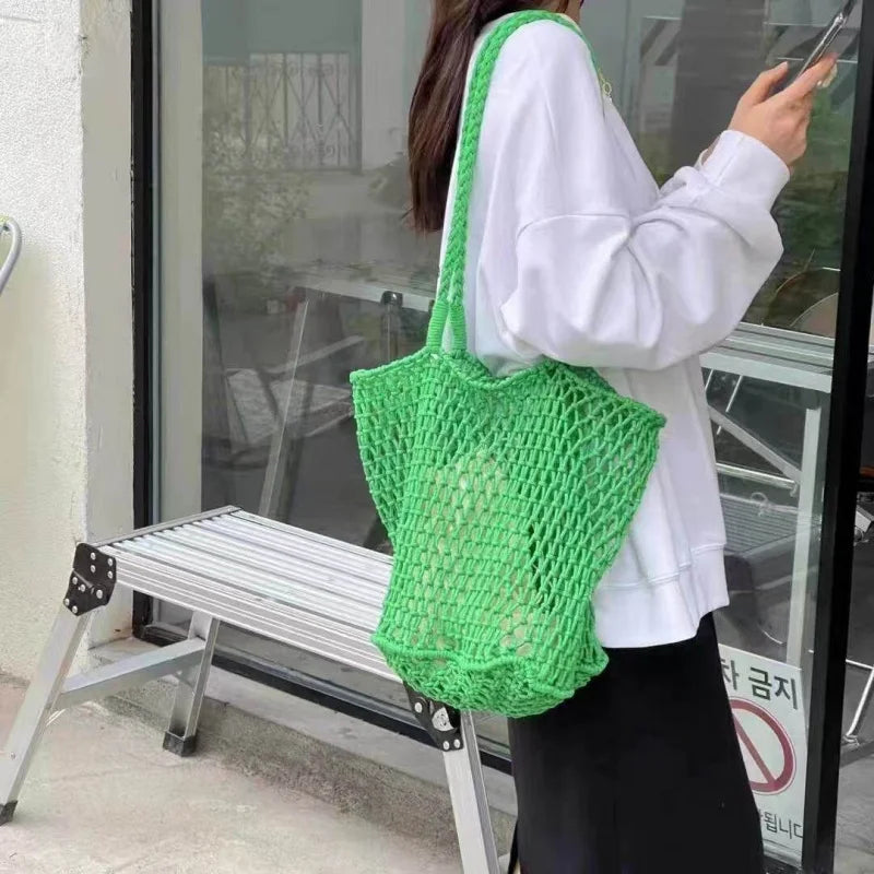 Nixie Large-Capacity Hollow-Out Woven Shoulder Bag for Women