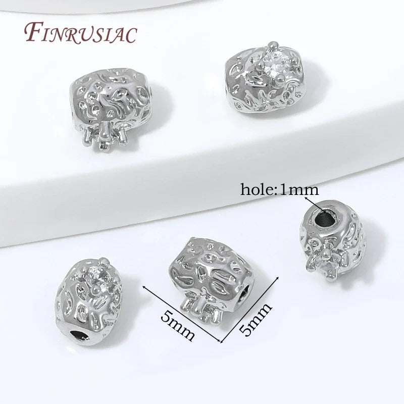 18K Gold Plated Zircon Oval Charm & Spacer Beads | DIY Jewelry