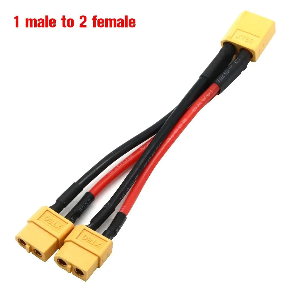 XT60 Parallel Battery Connector 14 AWG Male Female Plug – 10cm