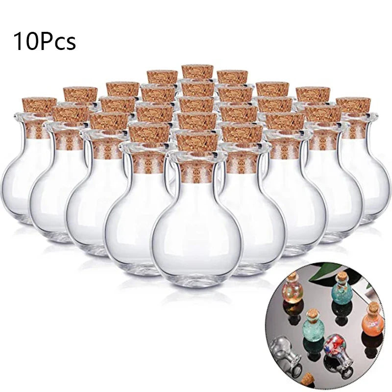 10x Mini Cork Glass Bottles – Tiny Vials for Weddings & DIY