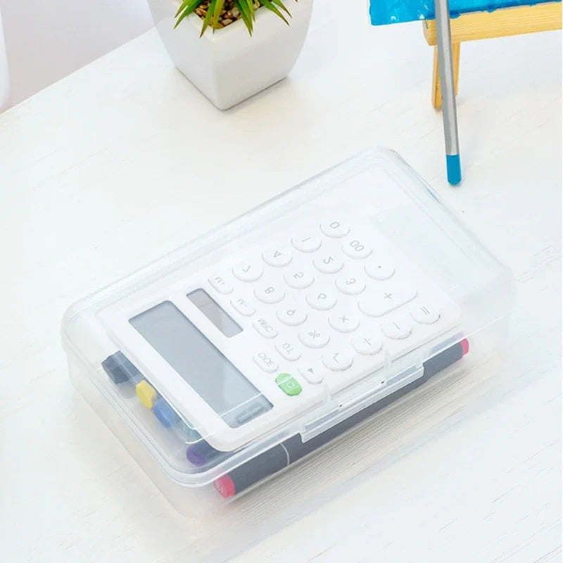 Transparent Hard Plastic Pencil Box – Stackable Large Capacity
