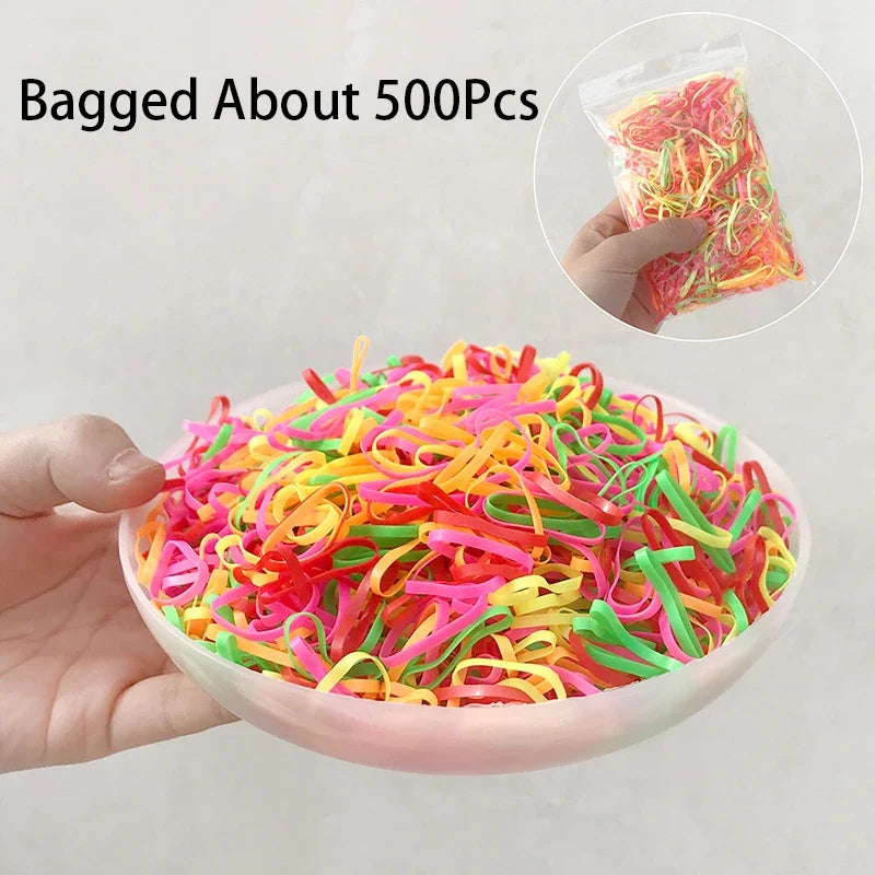 500pc Colorful Elastic Hair Bands Ponytail Holders for Women