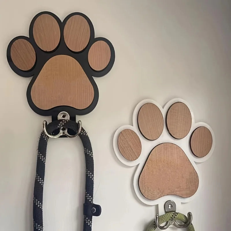 Wooden Paw Print Dog Leash Hanger – Claw Wall Hook