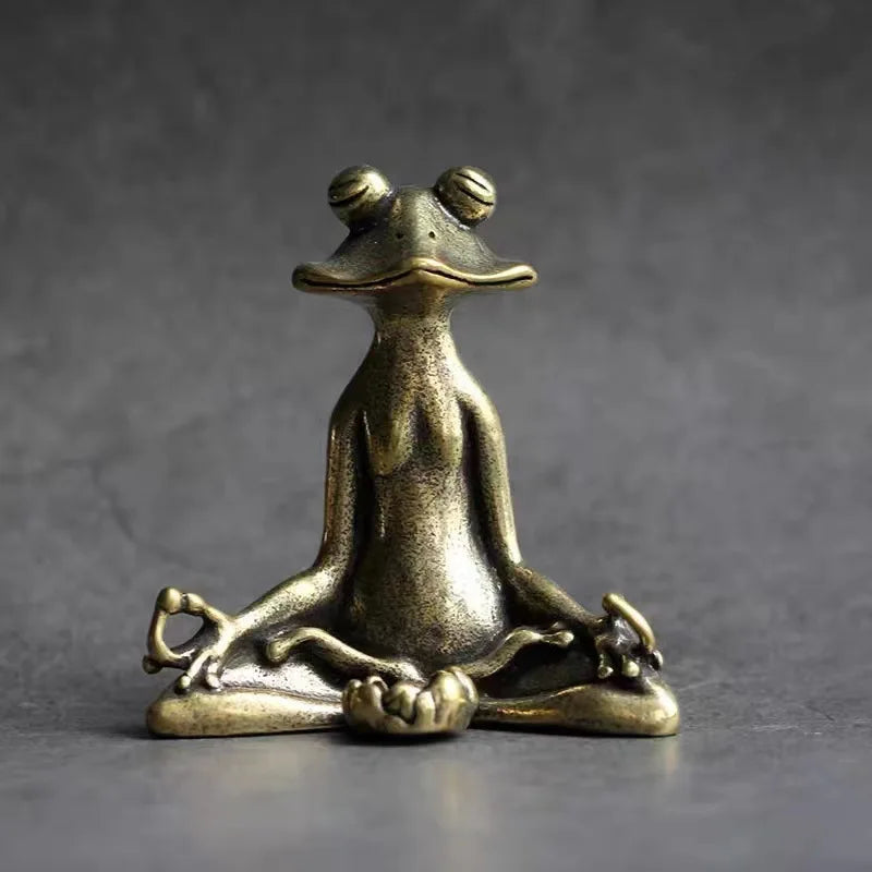 Brass Frog Zen Buddhist Statue Incense Burner & Tea Pet Décor
