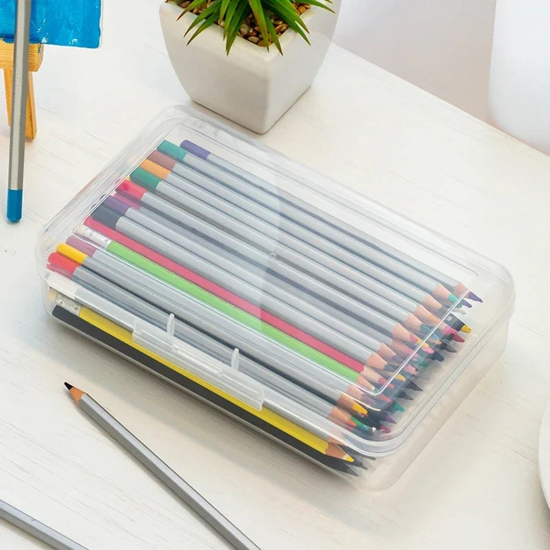 Transparent Hard Plastic Pencil Box – Stackable Large Capacity