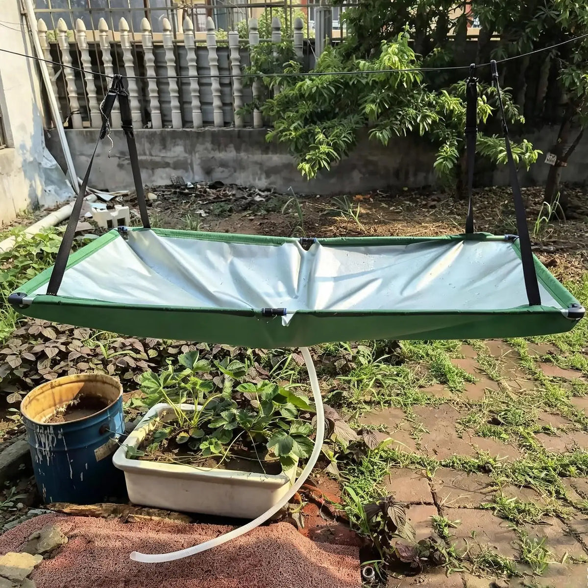 Rain Catcher Cloth with Hose | Garden Water Harvester