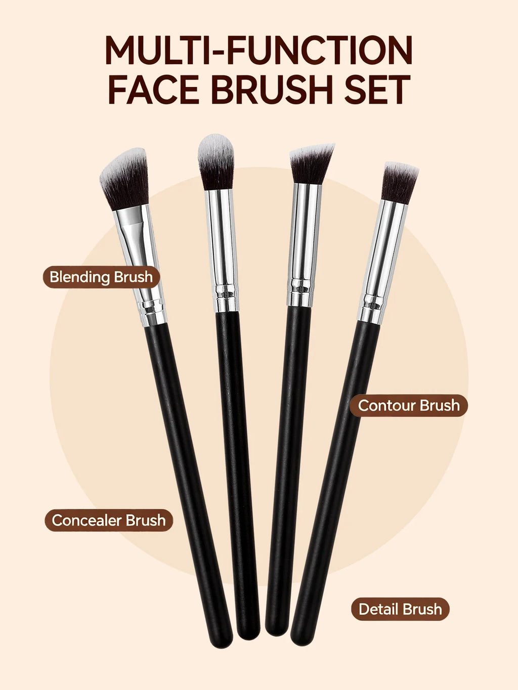 5-Piece Makeup Brush Set – Eyeshadow, Contour & Highlighter