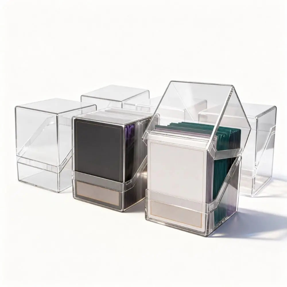 Acrylic TCG Card Storage Box – 100 Cards, Stackable & Clear