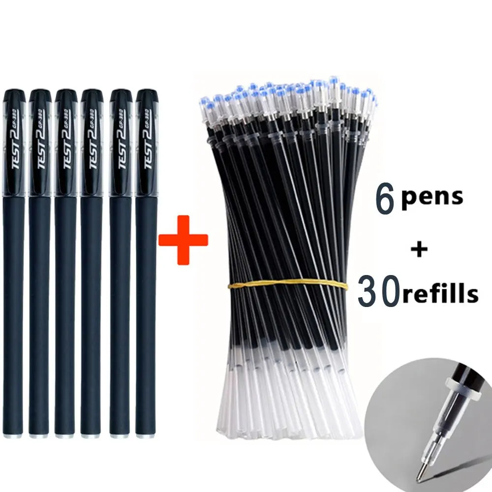 Gel Pens Set 0.5mm Bullet Tip – Black Blue Red Ink | School