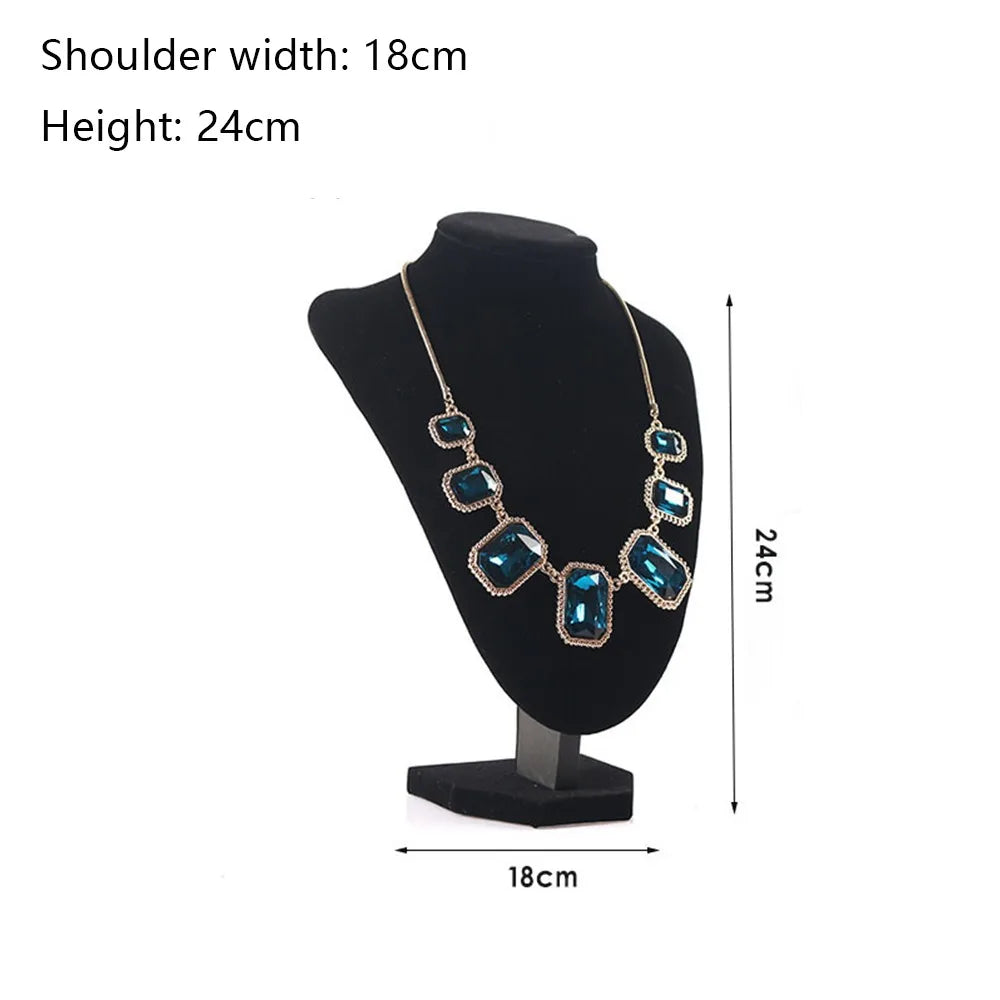 Velvet Jewelry Display Stand Necklace Bust Holder Organizer Rack