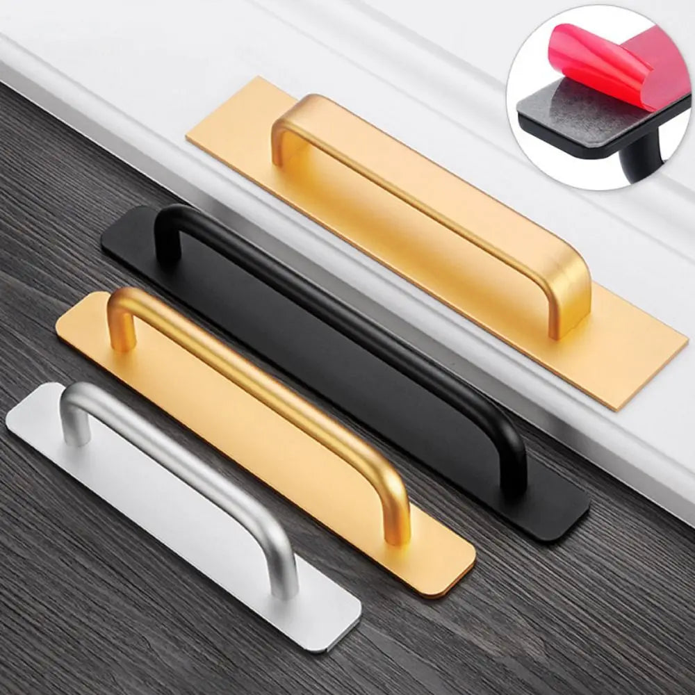 Punch-Free Aluminum Self-Adhesive Cabinet Pulls & Door Handles