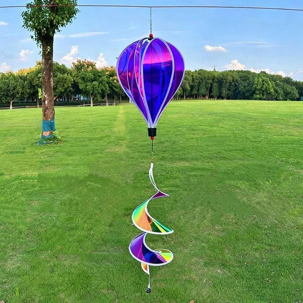 Rainbow Hot Air Balloon Wind Spinner – Colorful Garden Decor