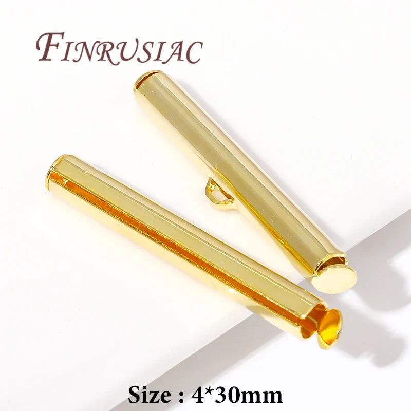 18K Gold Plated Crimp End Beads Slide Clasp Connectors DIY