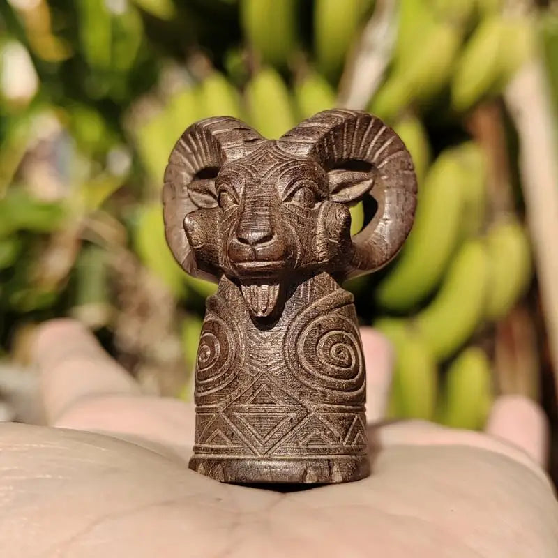Hand-Carved Wooden Sheep Totem Figurine – Home Décor Gift