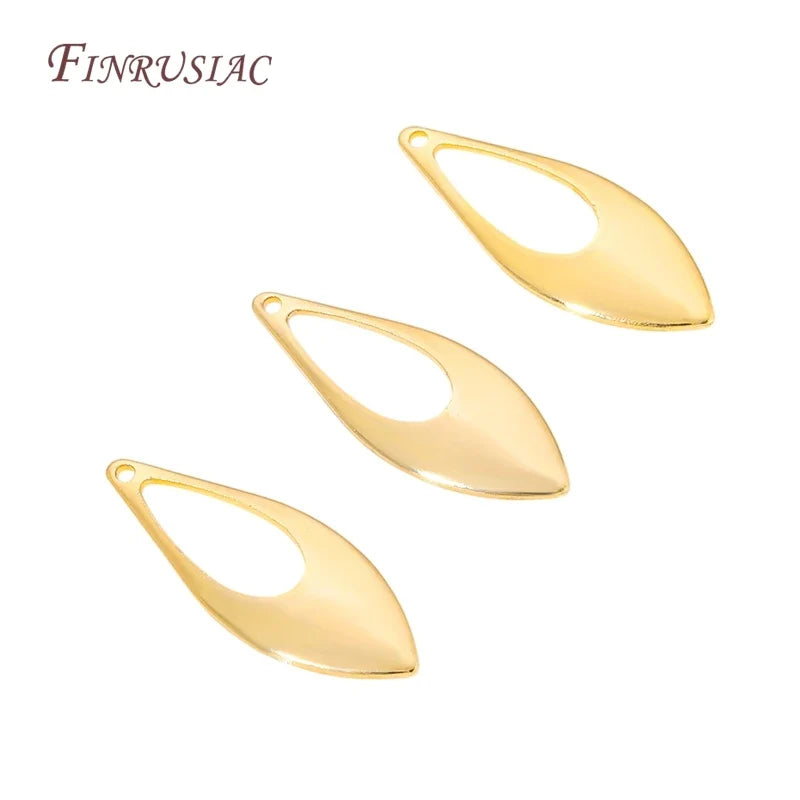 18K Gold Plated Openwork Leaf Teardrop Charms – DIY Jewelry
