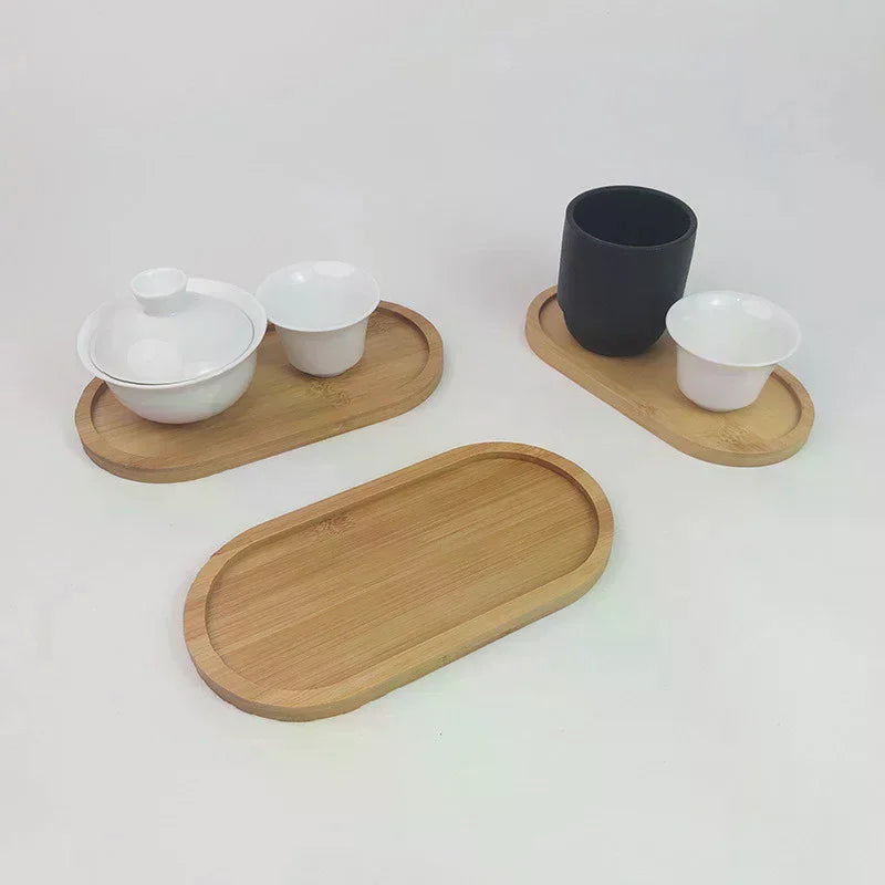 Japanese-Style Solid Wood Round Dessert & Snack Tray Plate