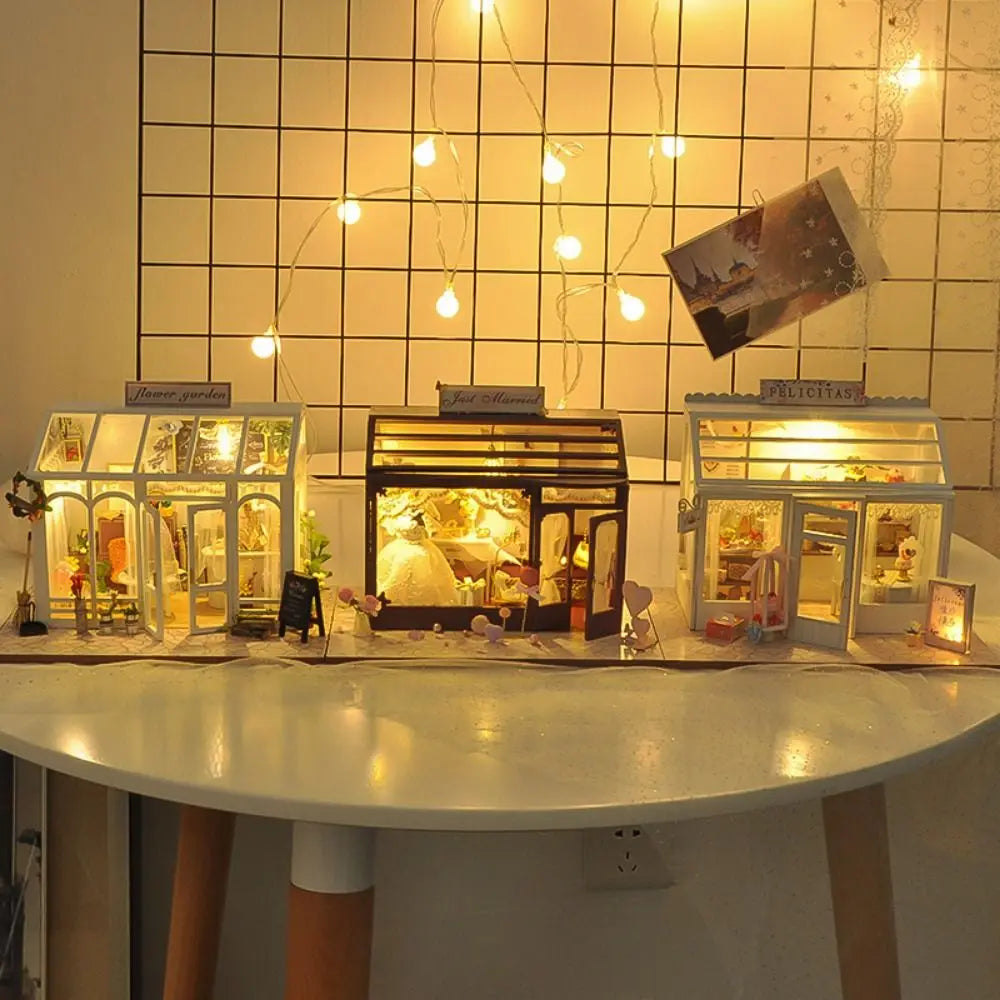 Japanese DIY Dollhouse Kit – Sushi Flower Shop with LED Lights