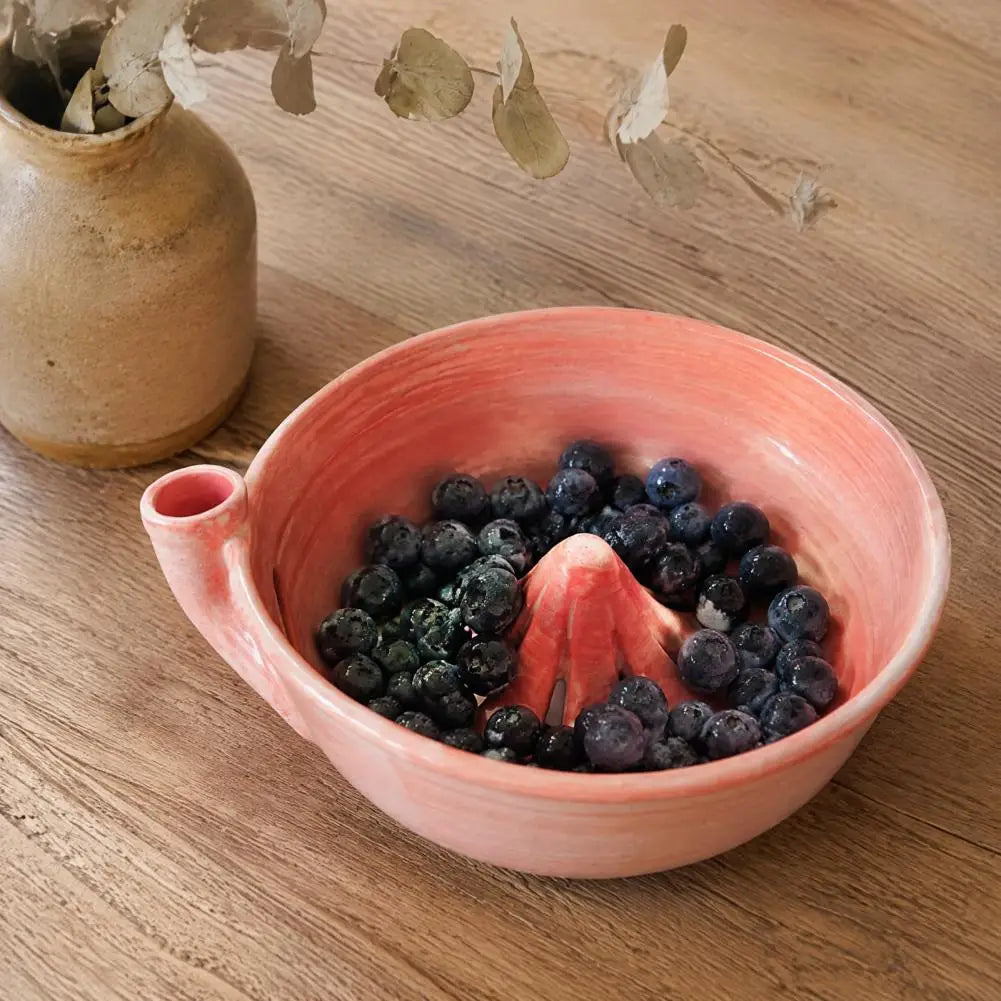 Ceramic Self-Spinning Berry Washing Bowl | 360° Vortex Drain