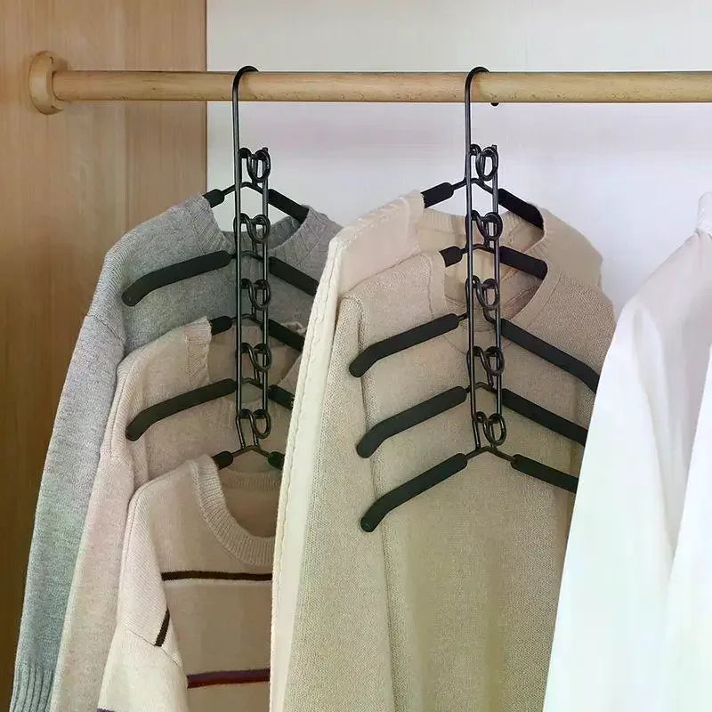 Multi-Tier Closet Hanger Organizer with Hooks – 5-Pack