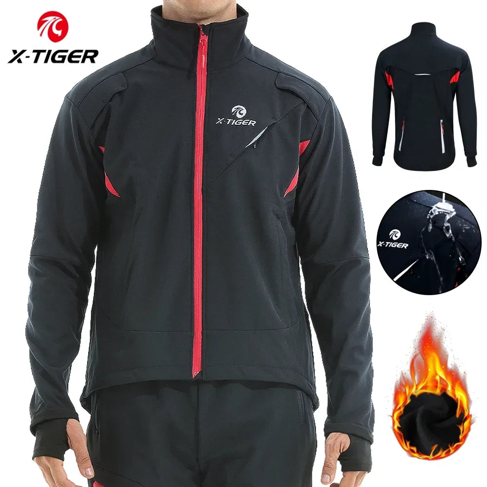 X-TIGER Men's Winter Cycling Jacket – Fleece Thermal Windproof