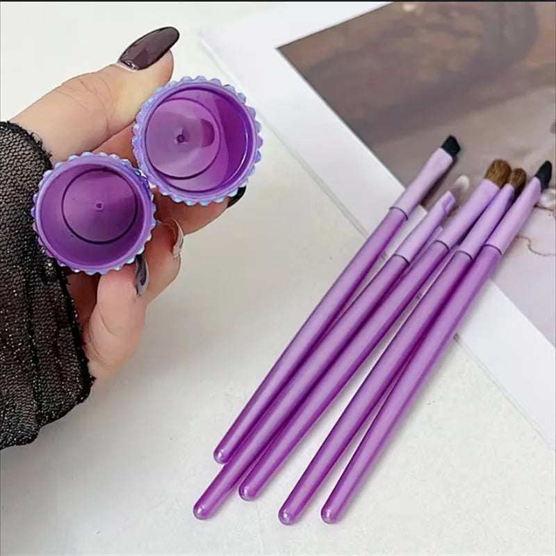 5-Piece Eye Makeup Brush Set with Rhinestone Storage Case