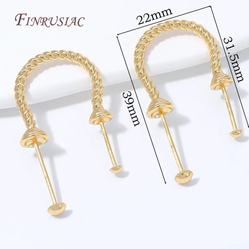 18K Gold Plated Twisted Hoop Earring Findings | DIY Pearl Drop