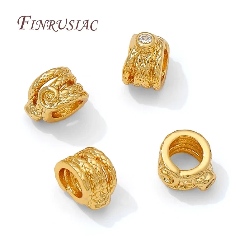 18K Gold Plated Zircon Spacer Beads – Large Hole for Bracelets