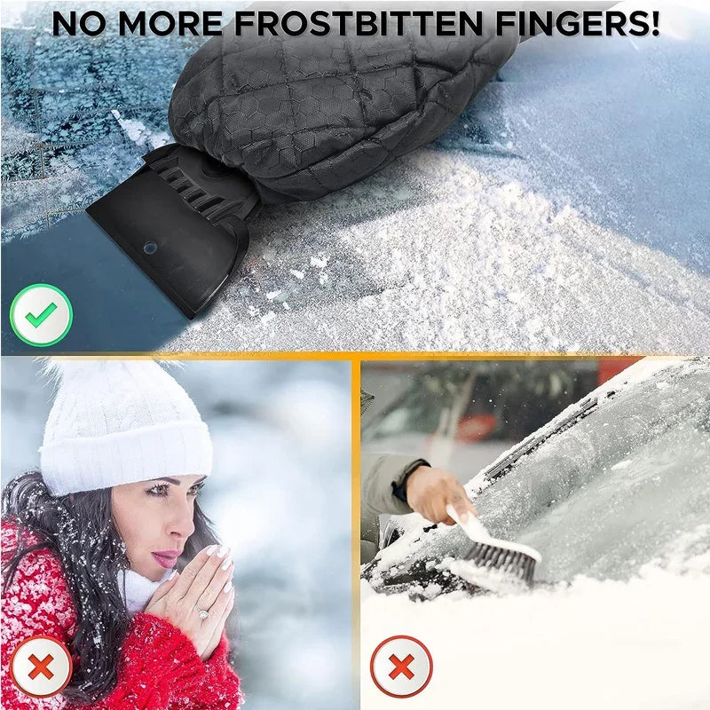 2-in-1 Car Ice Scraper Mitt | Waterproof Windshield Snow Tool