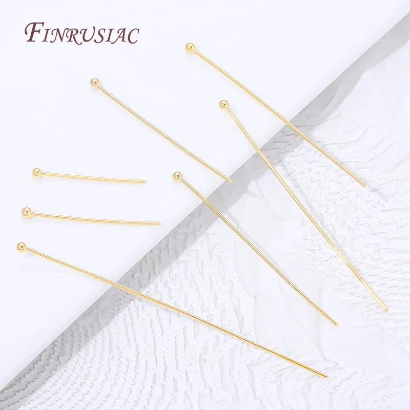 18K Gold Plated Ball Head Pins – Long Stem Beading Pins
