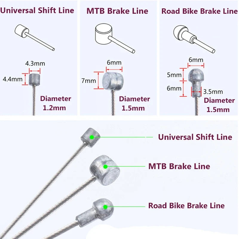 5-Pack Stainless Steel Bike Brake & Derailleur Inner Cables
