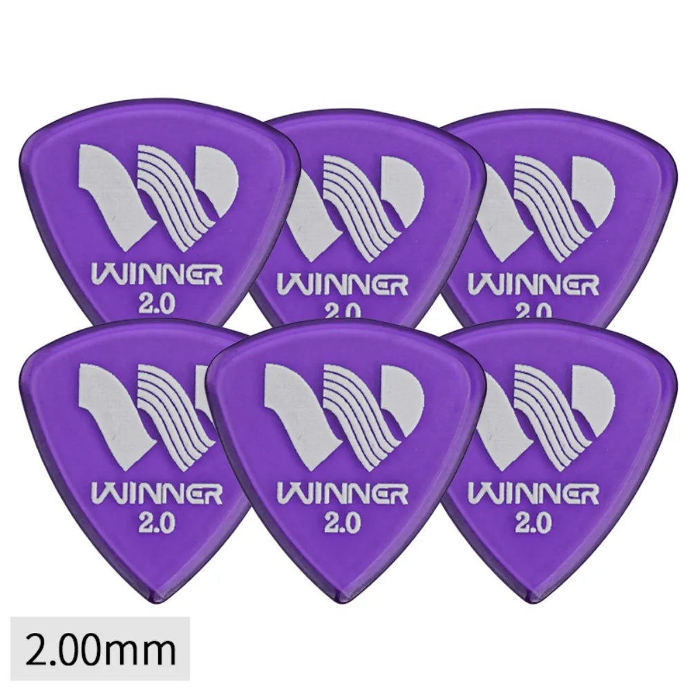 Winner 2.0mm Thick Guitar Picks | Anti-Slip Triangular – 6 Pack