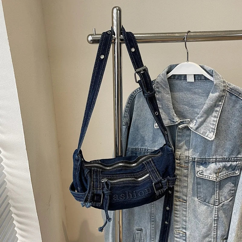 Denim Dumpling Crossbody Bag Wide Strap – Nixie Women's Bag