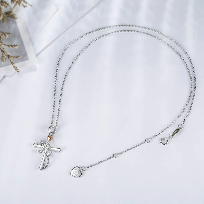 Women's Silver-Plated Flower Love Symbol Pendant Necklace