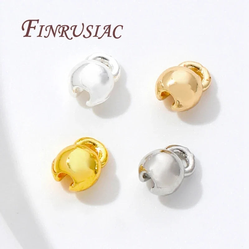 18K Gold Plated Brass Crimp Beads & Ball Chain Connectors