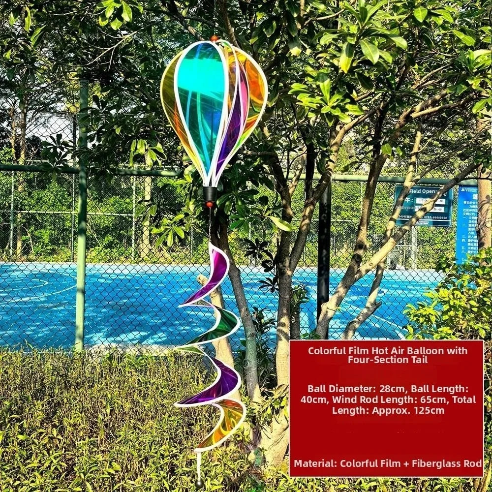 Rainbow Hot Air Balloon Wind Spinner 40cm – Kinetic Garden Decor